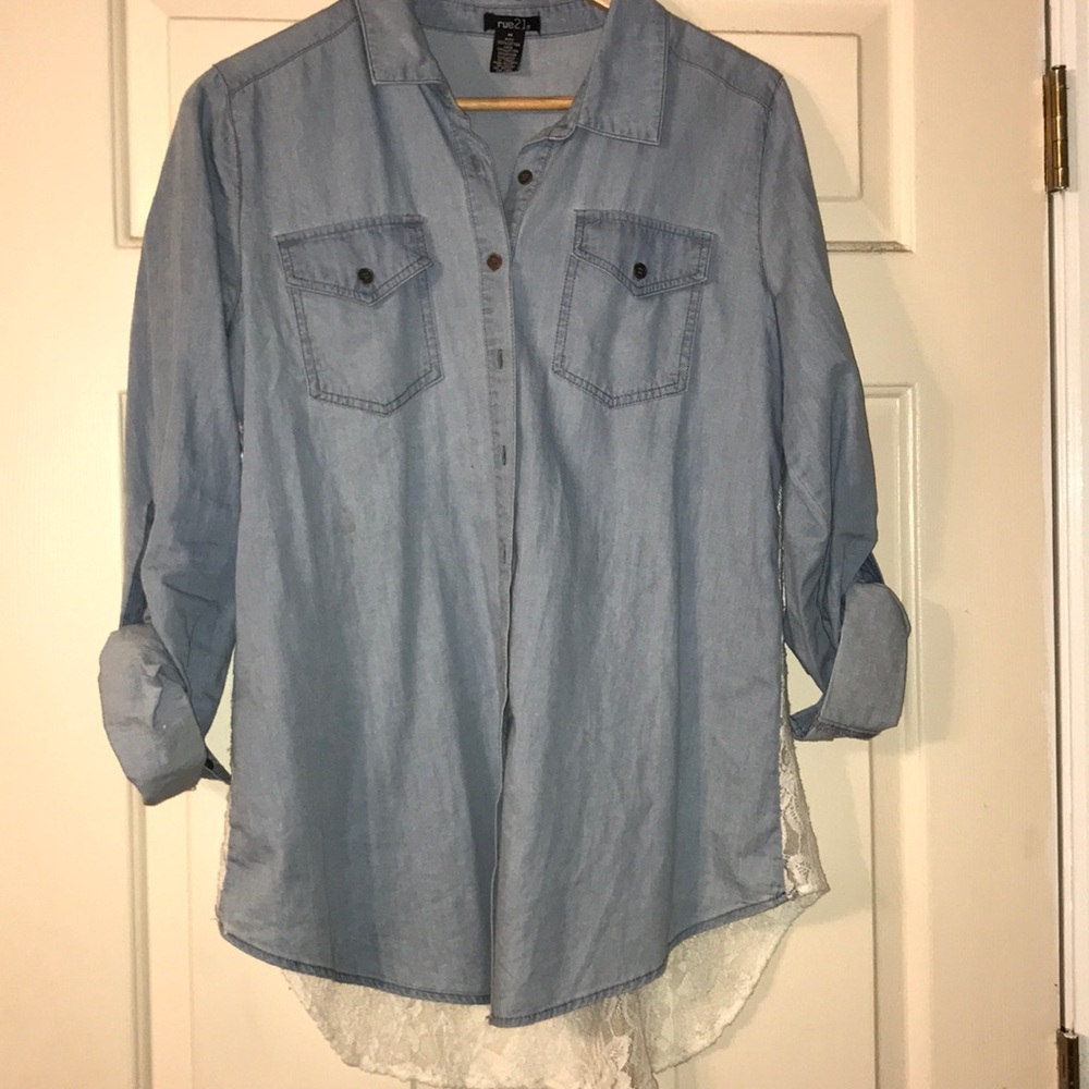 Rue21 denim lace blouse